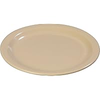 Carlisle FoodService Products Dallas Ware Reusable Plastic Plate with Rim for Buffets, Home, and Restaurants, Melamine, 9 Inches, Tan, (Pack of 48), Medium