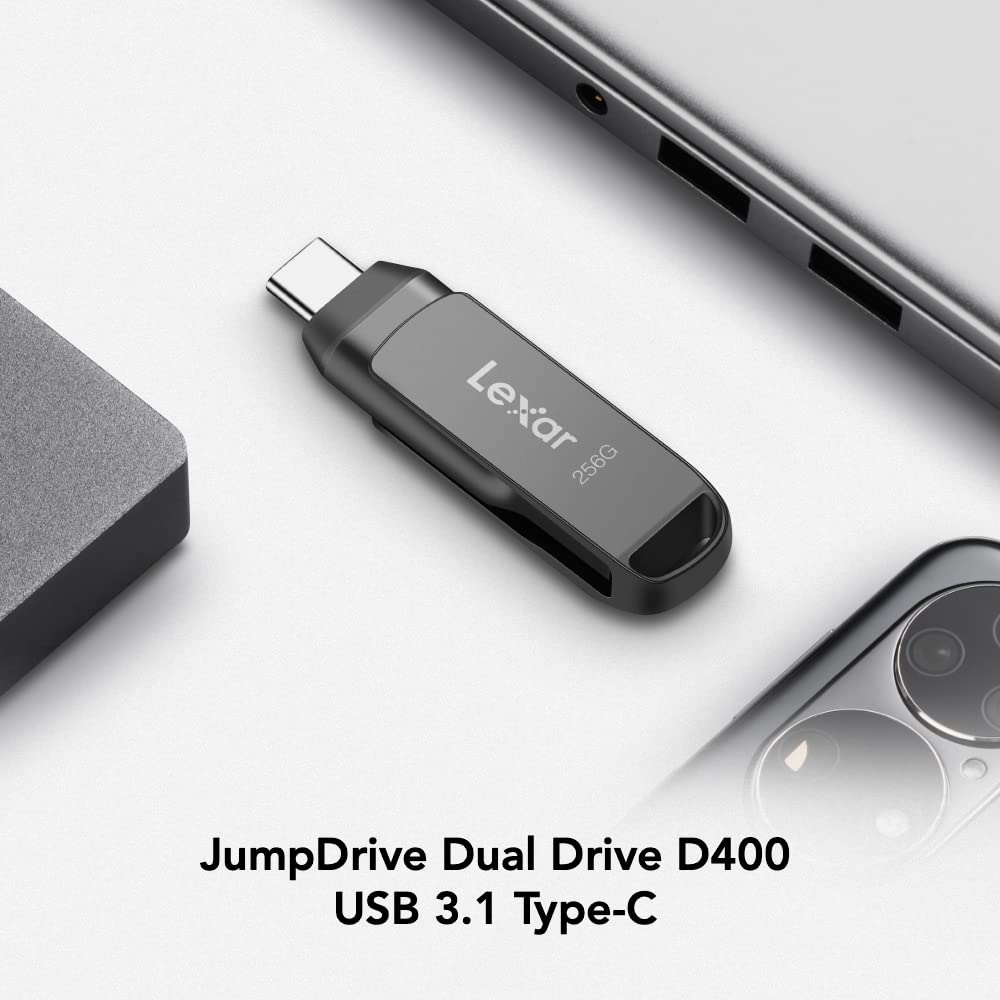 Lexar 256GB JumpDrive Dual Drive D400 USB 3.1 Type-C and Type-A Flash Drive, Up to 130MB/s Read (LJDD400256G-BNQNU)