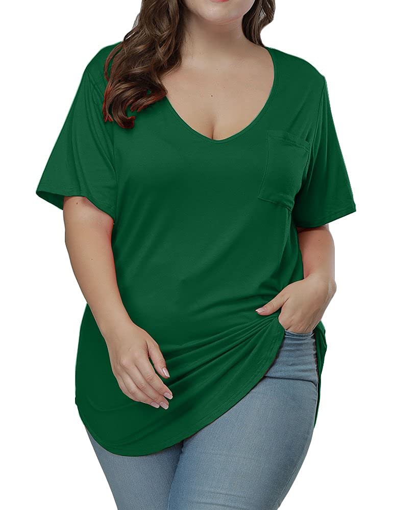 ALLEGRACE Womens Casual Scoop Collar Plus Size T Shirts Summer Tops Tee