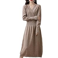 Solid Long Sleeved V Neck Elegant Bodycon Knitted Dress Women Club Slim Long Dresses Autumn Winter Simplicity
