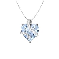 Natural and Certified Heart Cut Gemstone and Diamond Wrap Heart Petite Necklace in 14k White Gold | 1.68 Carat Pendant with Chain