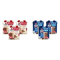 Atkins Creamy Chocolate Meal Size Protein Shake & Creamy Milk Chocolate PLUS Protein Shake, 30g Protein, 7g Fiber, 2g Net Carb, 1g Sugar, Keto Friendly, Low Carb, High Protein Drink, 12 Count