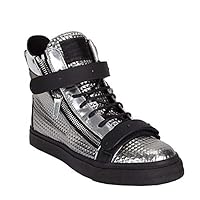 Silver Black Leather Sneaker