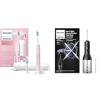 ExpertClean 7500, Rechargeable Electric Power Toothbrush, Pink, HX9690/07 & Cordless Power Flosser 3000 - Black
