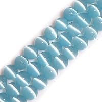 JOE FOREMAN 10mm Sky Blue Cat Eye Stone Beads Cat's Eye Round Beads for Jewelry Making Strand 15