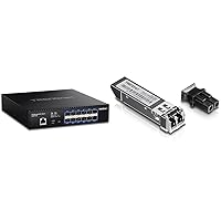 TRENDnet 12-Port 10G Layer 2 Managed SFP+ Switch, TL2-F7120, 12 x 10G SFP+ Ports & 10GBASE-SR SFP+ Multi Mode LC Module, TEG-10GBSR, Supports Distances up to 300m (984 feet)