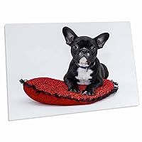 3dRose Florene Dog - Image of Bulldog Puppy On Red Pillow - Desk Pad Place Mats (dpd-245060-1)
