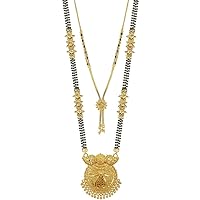 Presents Traditional Necklace Pendant Gold Plated Hand Meena 30Inch Long and 18Inch Short Combo of 2 Mangalsutra/Tanmaniya/Nallapusalu/Black Beads for Women #Aport-2067