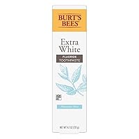 Burts Bees Extra White Mountain Mint Fluoride Toothpaste 4.7 Ounce (Pack of 2)