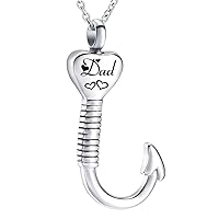 weikui Heart-Shape Fish Hook Cremation Jewelry Ashes Urn Necklace Memorial Pendant Stainless Steel Waterproof Urn Pendant