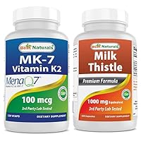 Best Naturals MK-7 Vitamin K2 100 mcg & Milk Thistle Extract 1000mg