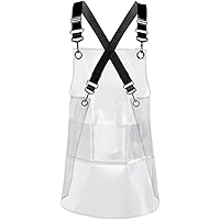 Hairdressing Apron Clear Hairstylist Apron with Pocket Waterproof TPU Hairdresser Apron Oil Resistant Cross-back Transparent Plastic Aprons Clear Apron