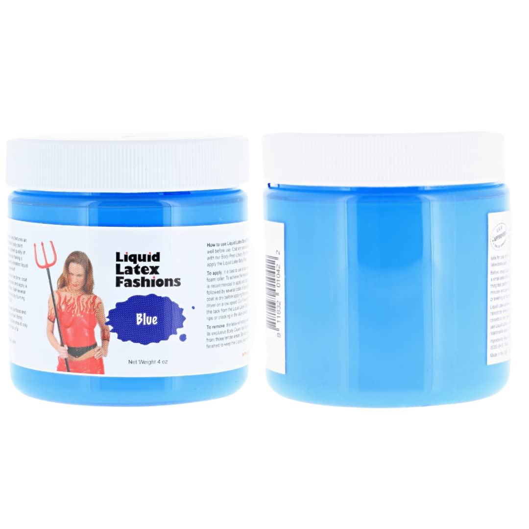 Liquid Latex Fashions Blue Body Paint for Adults and Kids, Ammonia Free, Cosplay Makeup, Creates Professional Monster, Zombie Arts, Easy On and Off- 4 Oz