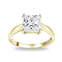 ANGEL SALES 2.50 Ct Princess Cut White Diamond Solitaire Ring Engagement Wedding Band Ring For Girls & Women's 14K Yellow Gold Plated