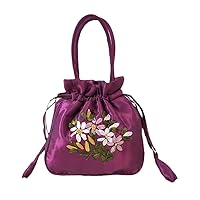 Women Hand-Embroidered Silk Handbags Ethnic Style Clutches Hand Bag