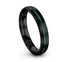 Tungsten Carbide Wedding Band Ring 4mm for Men Women Green Red Blue Purple Black Copper Fuchsia Teal Center Line Dome Brushed Polished