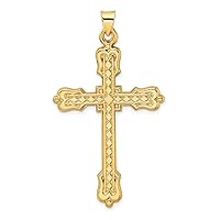 14k Gold Polished Diamond Pattern Hollow Religious Faith Cross Pendant Necklace Measures 53.8x31.2mm Wide 1.6mm Thick Jewelry for Women
