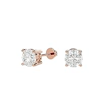 IGI Certified Lab Grown Diamond Stud Earrings | 1/5ct to 1.5ct Solitaire Diamond | 14K Solid Rose/White/Yellow Gold Earrings for Women/Men/Girls | Butterfly Screw Backs (D-E-F Color, VS2-SI1 Clarity)