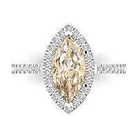 Clara Pucci 2.48 Marquise Cut Solitaire W/Accent Halo Natural Brown Morganite Anniversary Promise Engagement ring Solid 18K White Gold