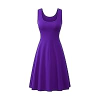 EFOFEI Womens Sleeveless Swing A Line Casual Solid Color Midi Summer Tank Dress