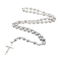 8mm Round Beads Rosary Necklace Christian For Cross Pendant Necklaces Jewe Necklace For Men