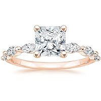 ERAA Jewel 1.0 CT Radiant Colorless Moissanite Engagement Ring, Wedding Bridal Ring Set, Eternity Silver Solid 10K 14K 18K Gold Diamond Solitaire Prong Set Anniversary Promises Gift for Her