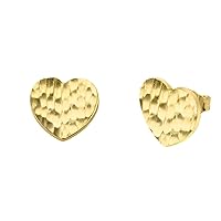 YELLOW GOLD HAMMERED HEART STUD EARRINGS - Gold Purity:: 10K