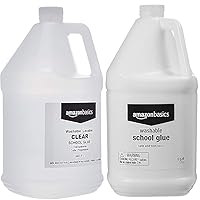 Amazon Basics All Purpose Washable School Liquid Glue, 1 Gallon -with- All Purpose Washable School Clear Liquid Glue, 1 Gallon -Great for Making Slime