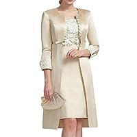 Short Mother of The Bride/Groom Dresses with Jacket Champagne 3/4 Sleeves Outfit
