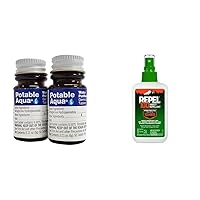 Potable Aqua 2-Pack Water Purification Tablets and Repel 100 Insect Repellent 4-Ounce Pump Spray, 10-Hour Protection from Mosquitoes, Ticks and More