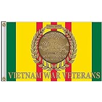 AES 3x5 Vietnam Vet War Veterans Veteran Ribbon 1959-1975 Flag 3'x5' Banner Grommets Super Polyester Nylon Fade Resistant Double Stitched Premium Penant House Banner Grommets