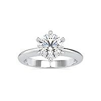 VVS Certified Solitaire Diamond Ring in 18K White/Yellow/Rose Gold with Round Moissanite Diamond in 6 Prong Setting Engagement Ring For Women | Moissanite Engagement Ring for Her (1.62 Ct, G-VS2)
