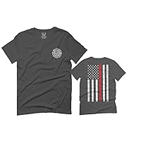 American Flag Thin Red Line Firefighter Support Seal for Men T Shirt