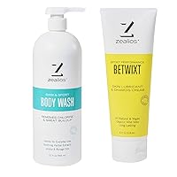 Zealios Skin Hydrating Body Wash (32 Oz) & Betwixt Athletic Anti-Chafe Cream (4 Oz) Organic Skin Lubricant, Moisturizing Formula