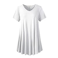 LARACE Casual Tops for Womens Summer Clothes Loose Fit Short Sleeve Shirts Flowy V Neck Tunic Plus Size Blouse
