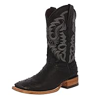 Texas Legacy Mens Black Western Leather Cowboy Boots Ostrich Quill Print Square