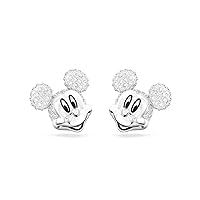 Swarovski Disney100 Stud Earrings, Mickey Mouse Motif with Clear Pavé Crystals in a Rhodium Finished Setting, Part of the Swarovski Disney100 Collection