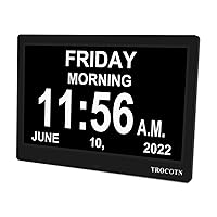 10 Inches Digital Clock Calendar Clock Large Display Alarm Clock Wall Clock (Black)