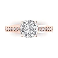 2.15ct Round Cut cathedral Solitaire Lab White Sapphire Proposal Designer Wedding Anniversary Bridal Ring 14k Rose Gold