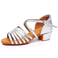 Latin Dance Shoes for Girls Salsa Low Heel Ballroom Tango Professional Performance Practice Dancing Shoes,Model EML1046