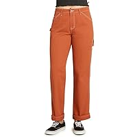 Dickies Womens Juniors Denim Carpenter Straight Leg Jeans Orange 9