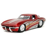 1963 Chevy Corvette Stingray Red Metallic with Silver Graphics Bigtime Muscle Series 1/24 Diecast Model Car by Jada 35023