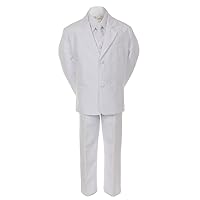 Boy White 5pc Formal Easter Baptism First Communion Tuxedo Suit Vest S-20 (16)