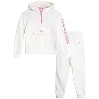 Reebok Girls Sweatsuit - 2 Piece Performance Fleece Sweatshirt and Jogger Sweatpants - Clothing Set for Toddlers/Girls, 2T-6X