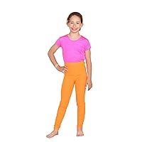 New Kids Girls Plain Stretchy Microfiber Leggings Dance Gymnastics Trouser Pants