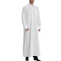Men's Muslim Clothes,Long Sleeve Islamic Kaftan Robe Middle East Arabic Thobe Long Gown Ethnic Clothes for Men