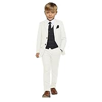 UMISS Boys' Two Buttons Jacket Checked Vest Pants Formal Wedding Tuexdo Set