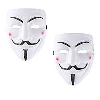 RUSVNO Hacker Mask for Kids Anonymous V for Vendetta Mask,White,2 Pack