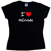 I Love Heart Ostriches Black Ladies T-Shirt