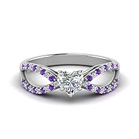 Choose Your Gemstone Reverse Pave Split Shank Diamond CZ Ring sterling silver Heart Shape Split Shank Engagement Ring Minimal Modern Design Birthday Gift Wedding Gift US Size 4 to 12
